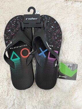 PlayStation x Rider Black Graphic Flip Flops